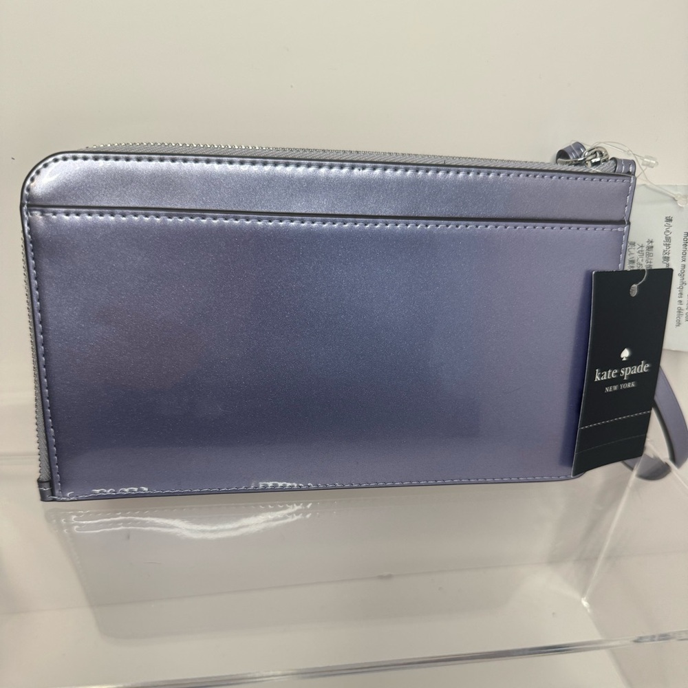 #134 Kate Spade NWT Lucy Medium L Zip Wristlet Patent Fabric Candied Flower - Picture 4 of 14